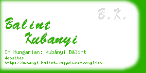 balint kubanyi business card